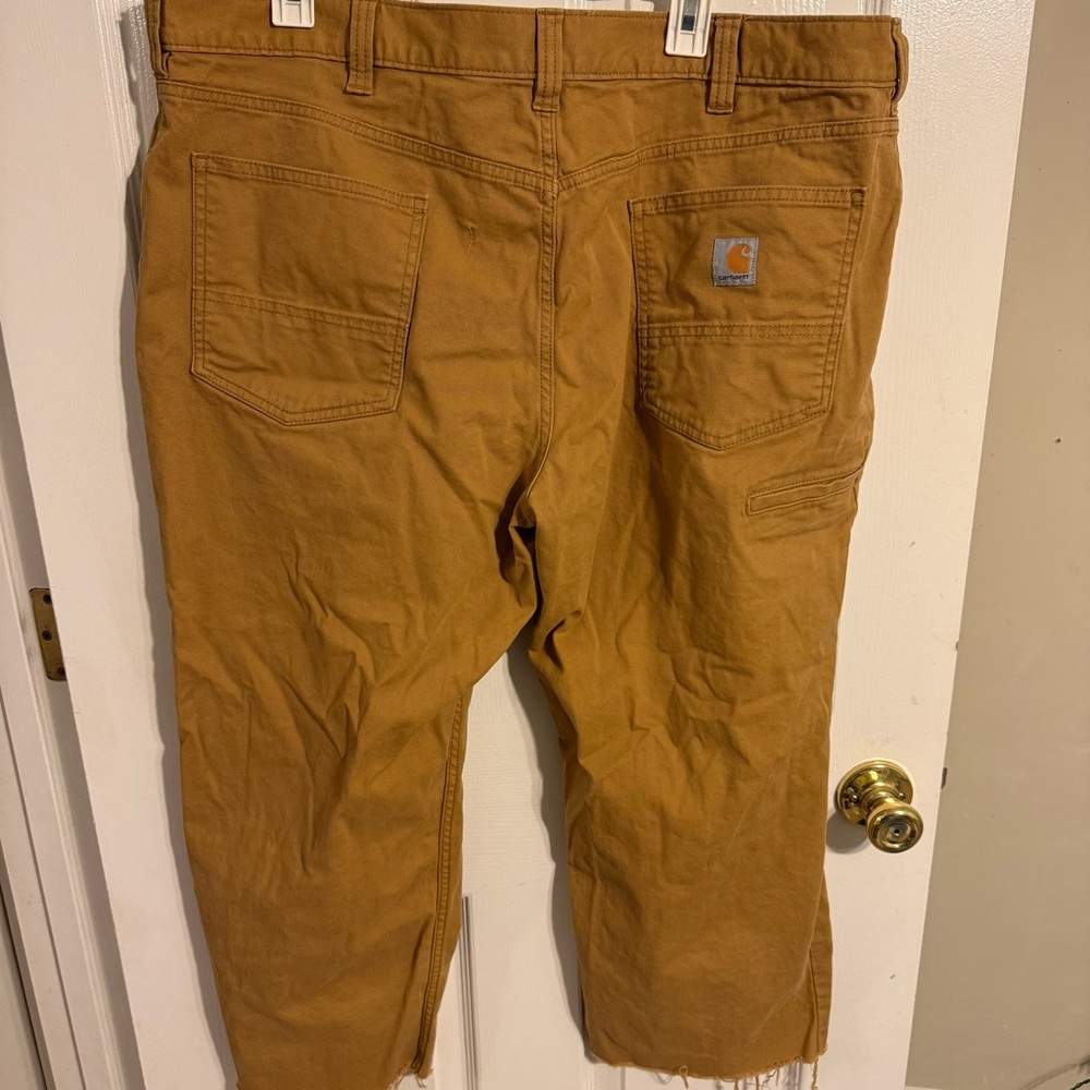 Carhartt Men's Brown Relaxed Fit Straight Leg Fray Hem Jeans Work Outdoor 42x30 - Picture 7 of 9